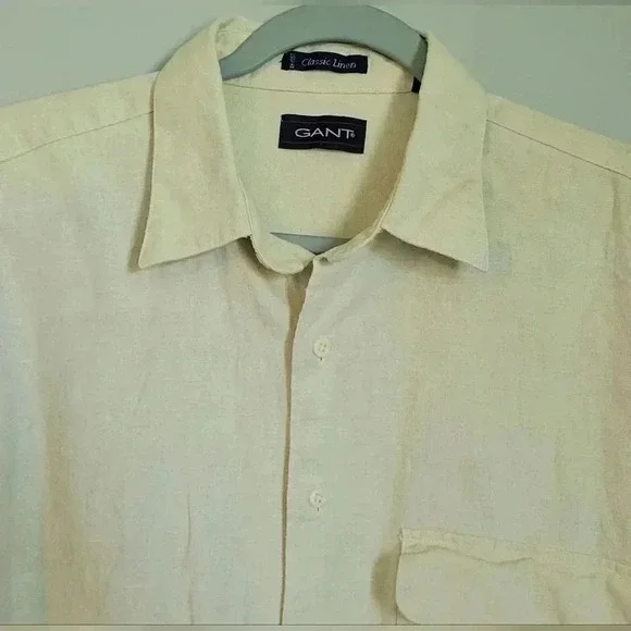 GANT Linen Blend Classic Button Down Mens Shirt With Pocket MENS Size Large - Picture 6 of 7
